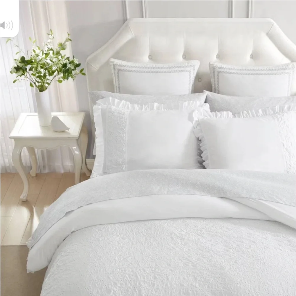 2pc Eyelet Ruffle Comforter Bedding Set White Twin Extra Long Laura Ashley